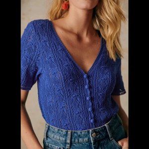 Sezane Cybele electric blue short sleeved sweater XS NWT